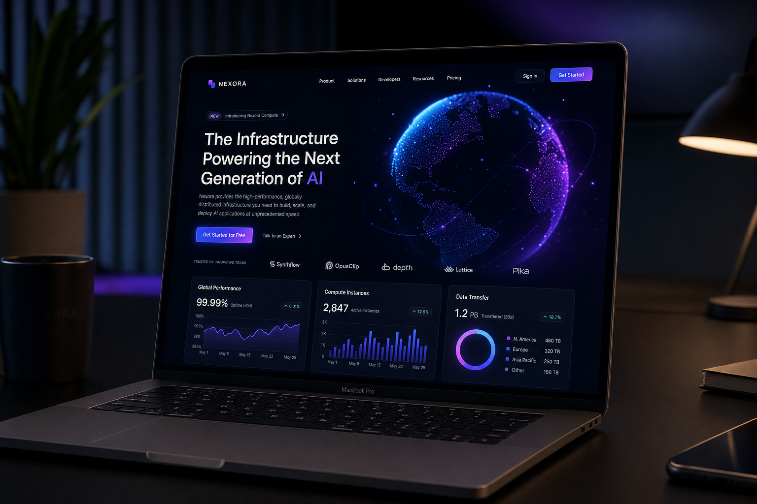 Advanced tech company website with 3D graphics