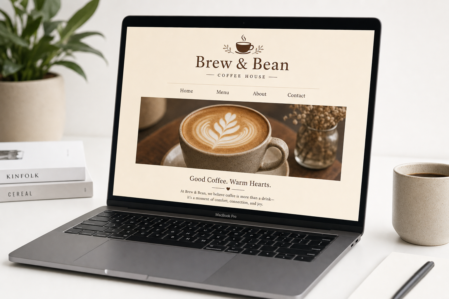 Simple coffee shop website example